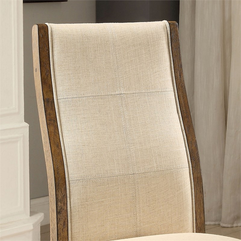 Furniture of America Spiro Fabric Padded Dining Chair in Beige (Set of 2)
