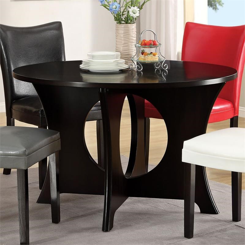 Furniture of America Shay Contemporary Wood Round Dining Table in Black ...