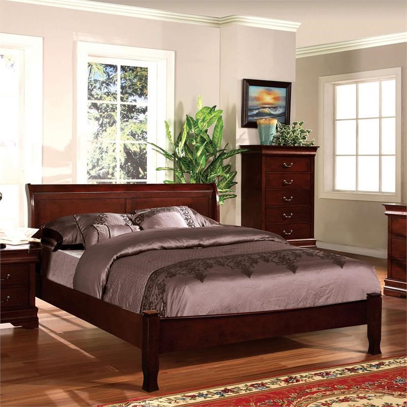 furniture of america solid wood sleigh cal king sleigh bed in