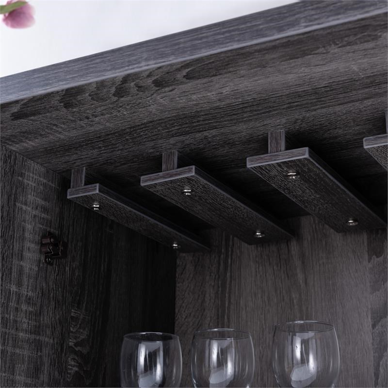 Furniture of America Morchi Modern Wood 12-Bottle Buffet in Dark Gray