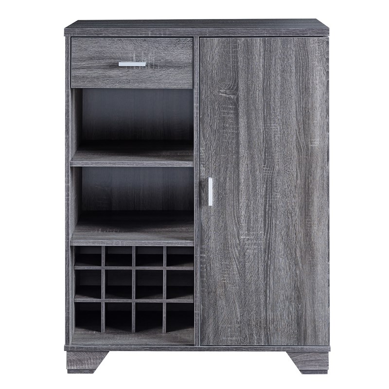 Furniture of America Morchi Modern Wood 12-Bottle Buffet in Dark Gray