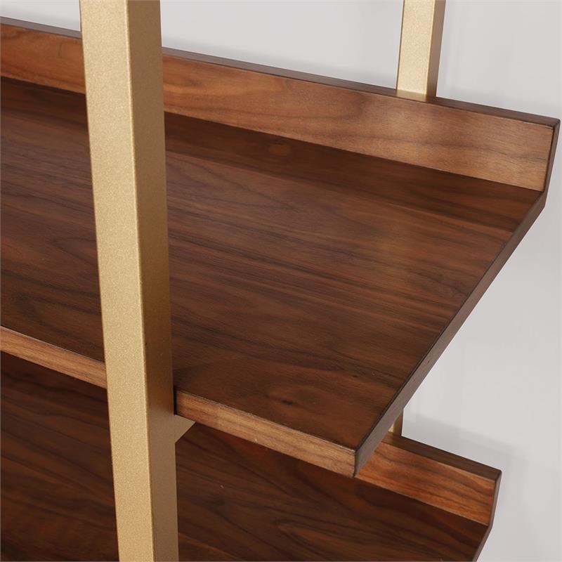 Furniture of America Teviot Contemporary Wood 5-Tier Bookshelf in Light Walnut