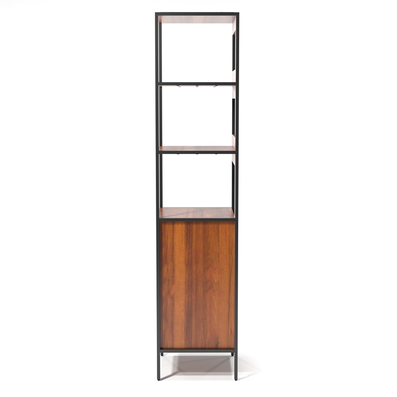 Furniture of America Groden Modern Metal and Wood 1-Cabinet Bookcase in Natural