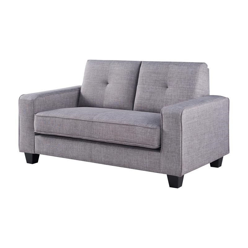 Furniture of America Megumi Modern Fabric Loveseat with Solid Wood Legs in Gray
