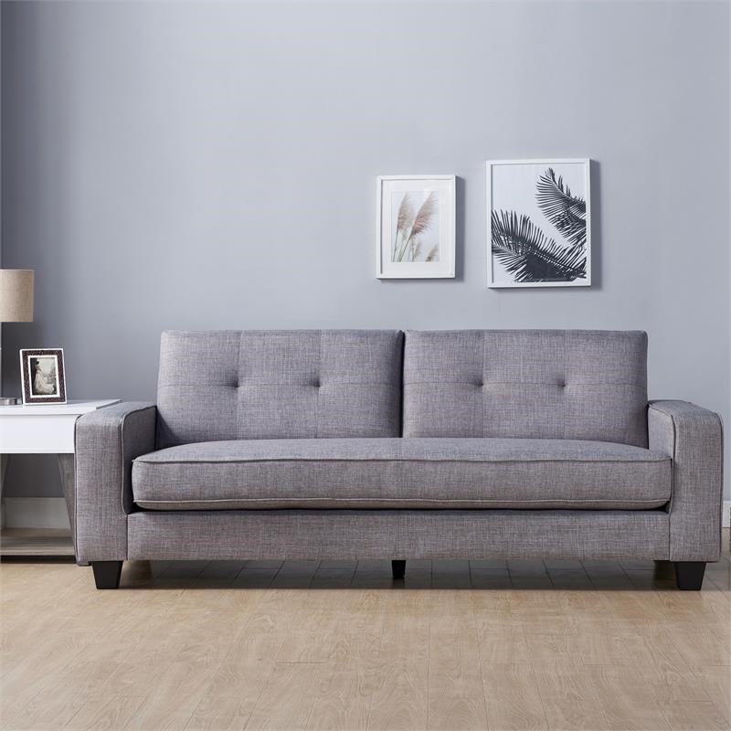 Furniture of America Megumi Modern Fabric Sofa in Gray with Solid Wood Legs