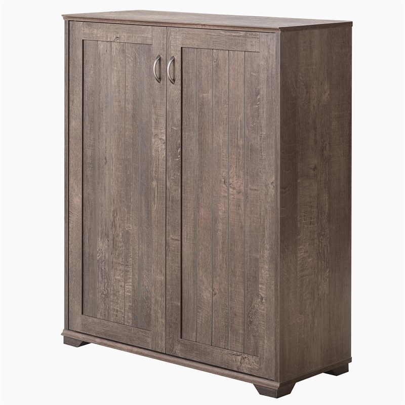 Furniture of America Lucile Wood Shoe Cabinet with 5-Shelf in Walnut Oak