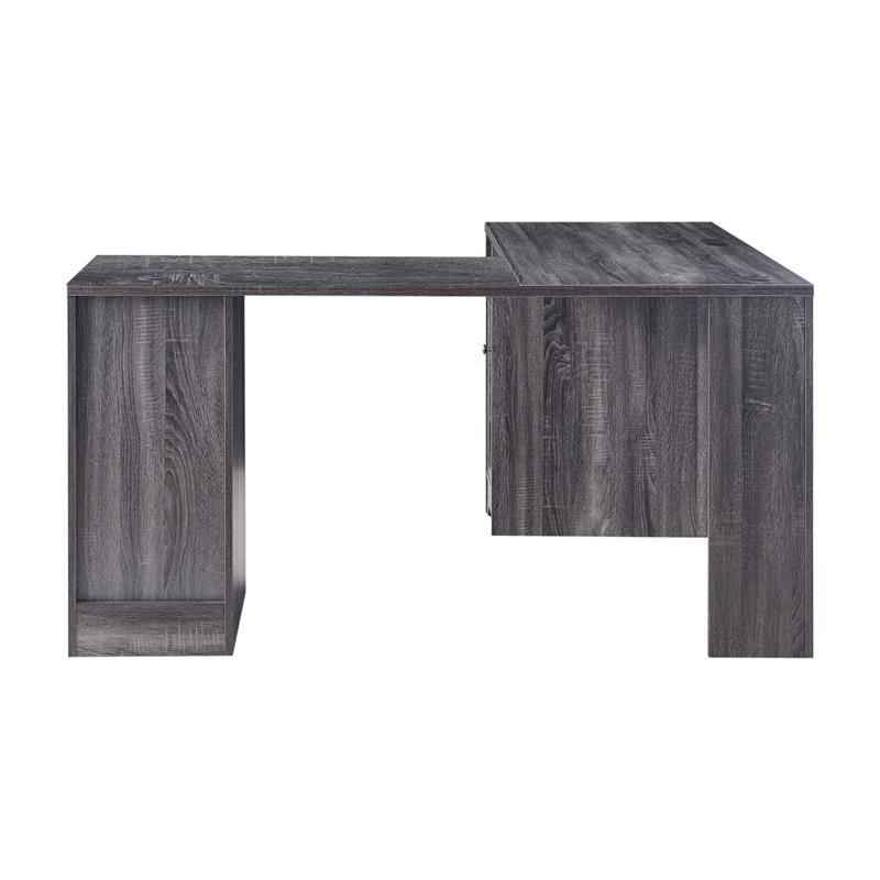 Furniture of America Helmer Wood L-Shaped Writing Desk with USB in Dark Gray