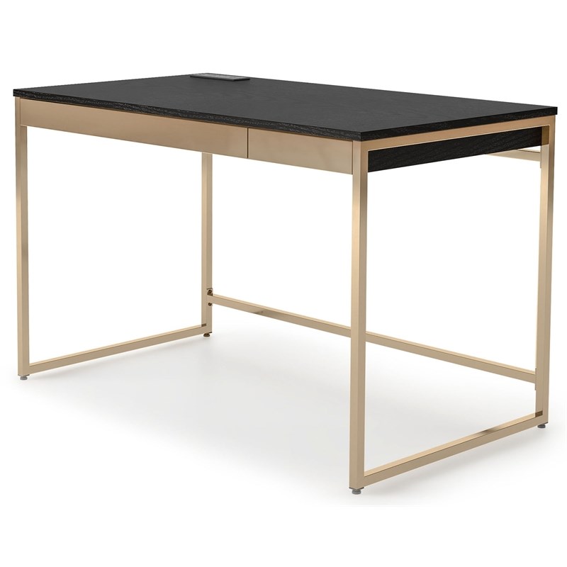 Furniture of America Abair Metal Writing Desk with USB Port in Black