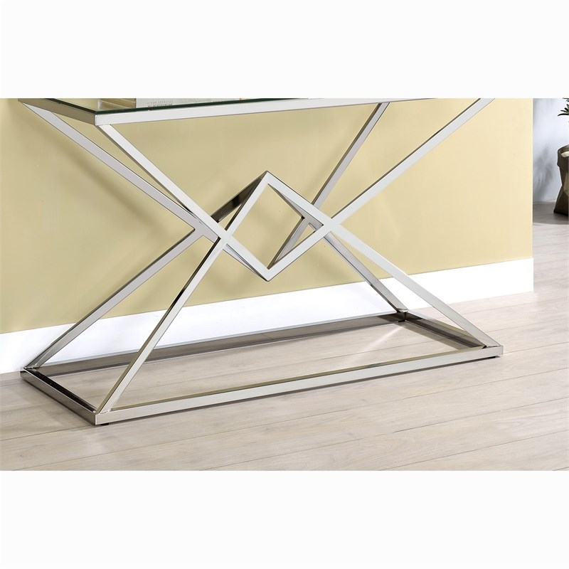 Furniture of America Cazzanarro Contemporary Metal Sofa Table in Chrome Plating