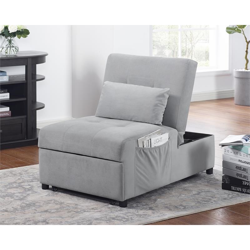 Furniture of America Macron Contemporary Fabric Futon Chair with Pillow