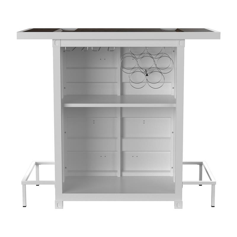Furniture of America Lionna Contemporary Metal Storage Bar Table in White