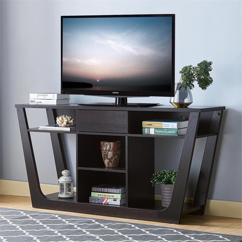 Furniture of America Frankl Modern Wood 60-Inch TV Stand in Cappuccino