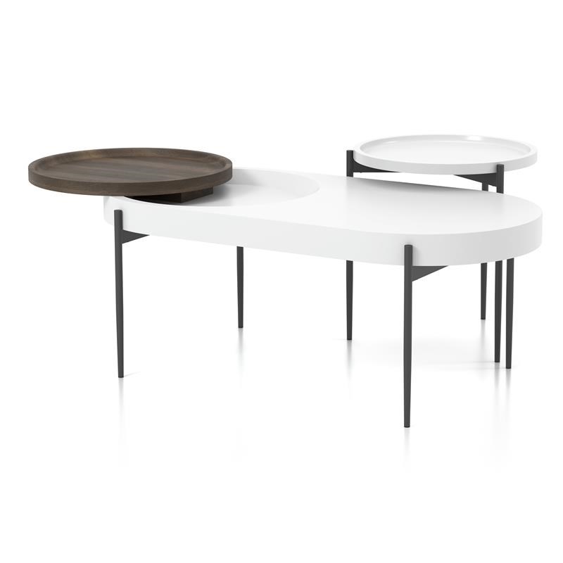 Furniture of America Hylen Metal 2-Piece Coffee Table Set in White