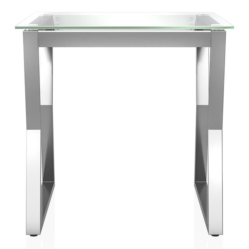 Furniture of America Syann Contemporary Glass Top End Table in Chrome