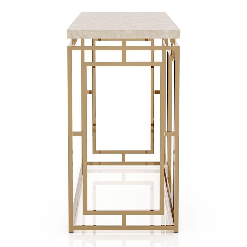 Furniture of America Teza Contemporary Metal Console Table in Gold Champagne