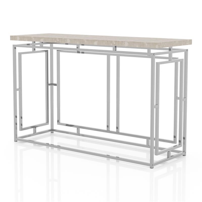 Furniture of America Teza Contemporary Metal Console Table in Chrome