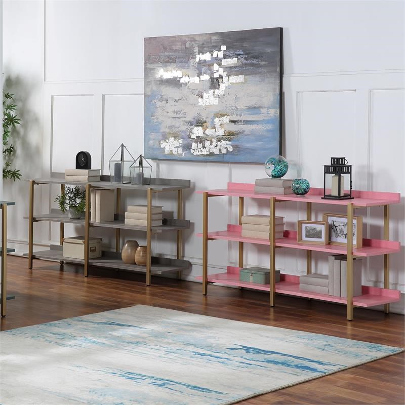 Furniture of America Teviot Contemporary Wood 3-Tier Bookshelf in Antique Pink