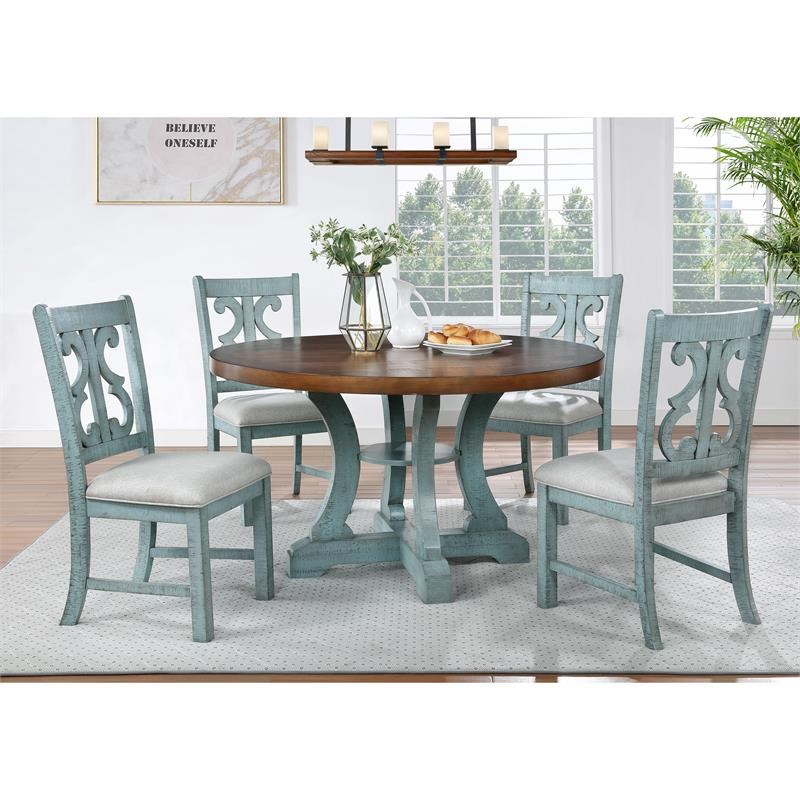 Furniture Of America Muschamp Wood Dining Table In Light Blue And Dark Oak Homesquare America Muschamp Wood Dining Table, Blue Oak Outdoor Furniture Reviews