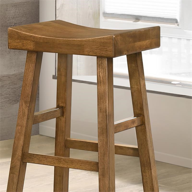 Furniture of America Epping Wood 29-Inch Saddle Stool in Medium Oak (Set of 2)