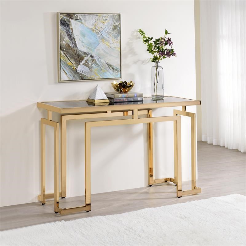 contemporary gold console table