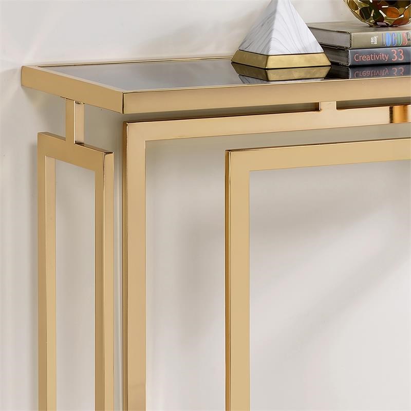 Furniture of America Mahone Contemporary Glass Top Console Table in
