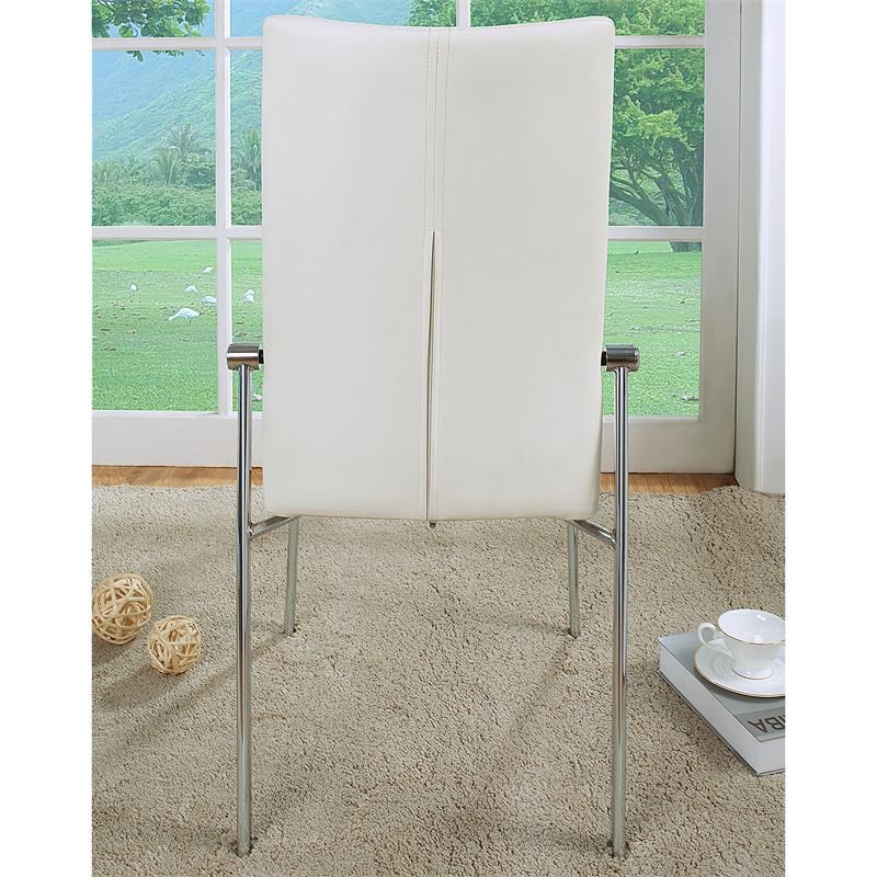 Furniture of America Grava Faux Leather Dining Side Chair in White (Set of 2)