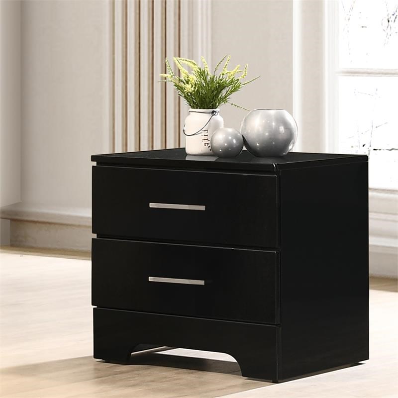 Furniture of America Laughlin Wood 2Drawer Nightstand in Black