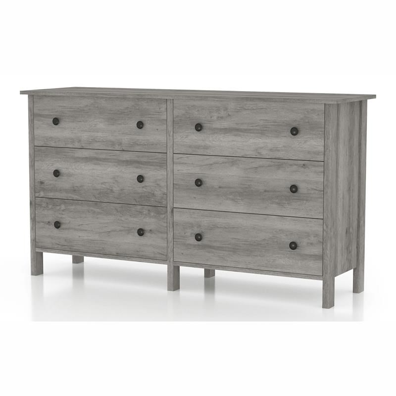 Furniture of America Zillett Transitional Wood 6-Drawer Dresser in Gray Oak