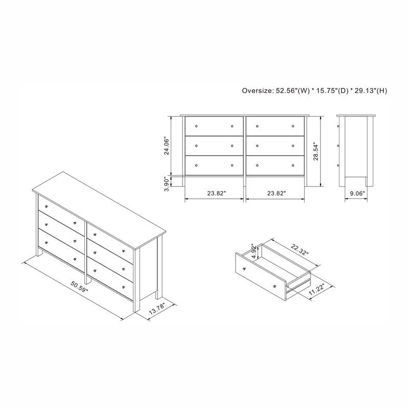 Furniture of America Zillett Transitional Wood 6-Drawer Dresser in Gray Oak