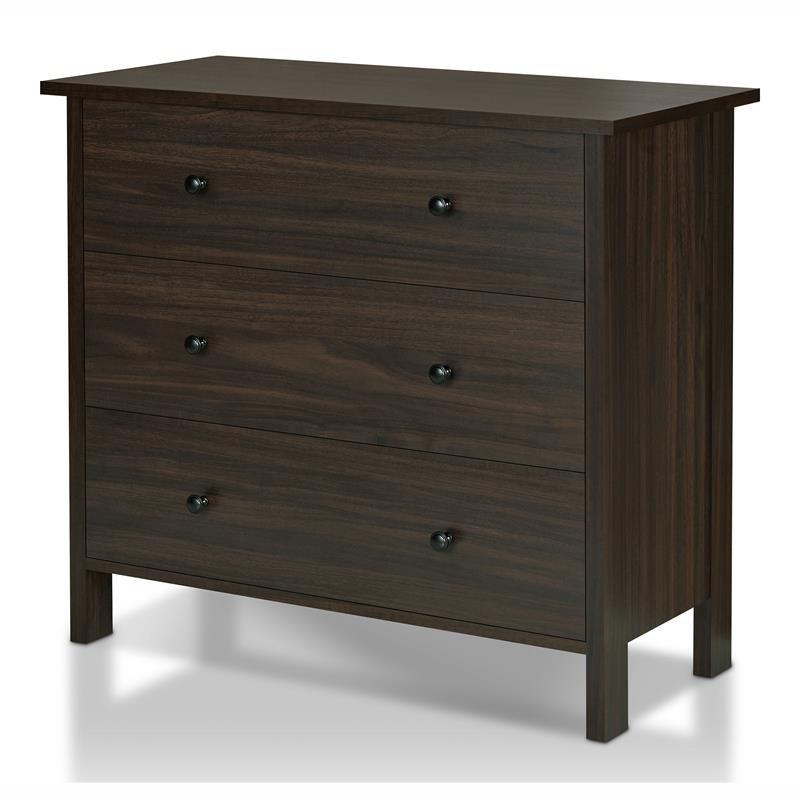 Furniture of America Zillett Transitional Wood 3-Drawer Chest in Brown Wenge