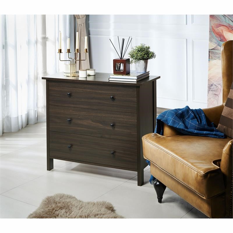Furniture of America Zillett Transitional Wood 3-Drawer Chest in Brown Wenge