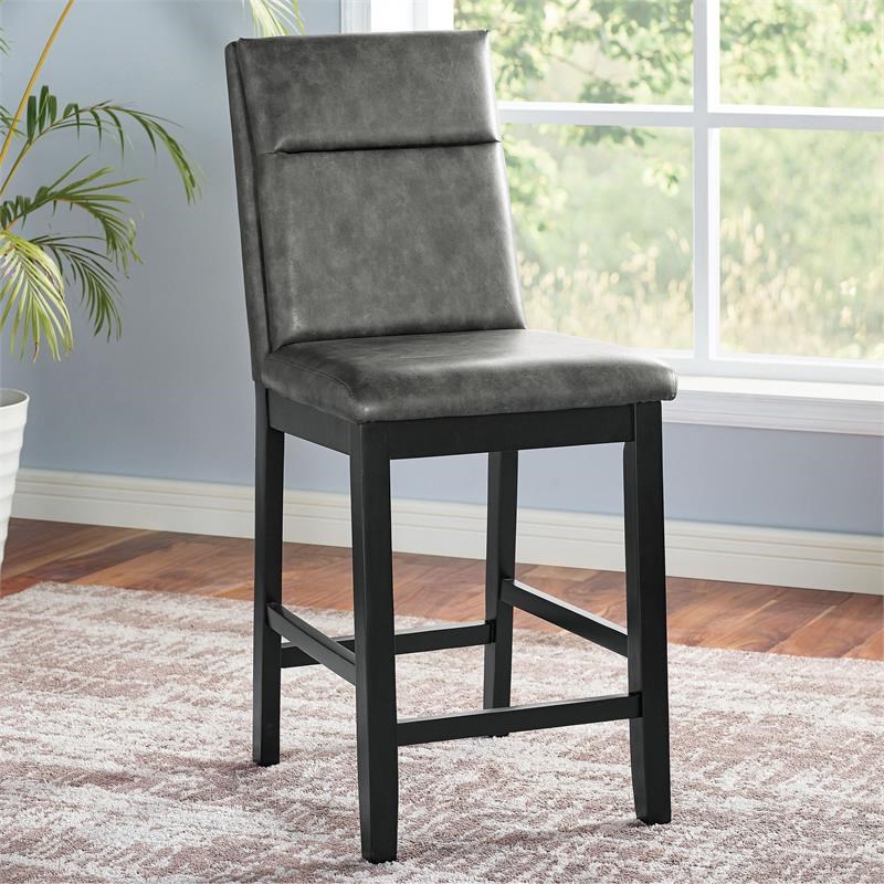 Furniture of America Embree Wood Counter Height Dining Chair in Gray (Set of 2)