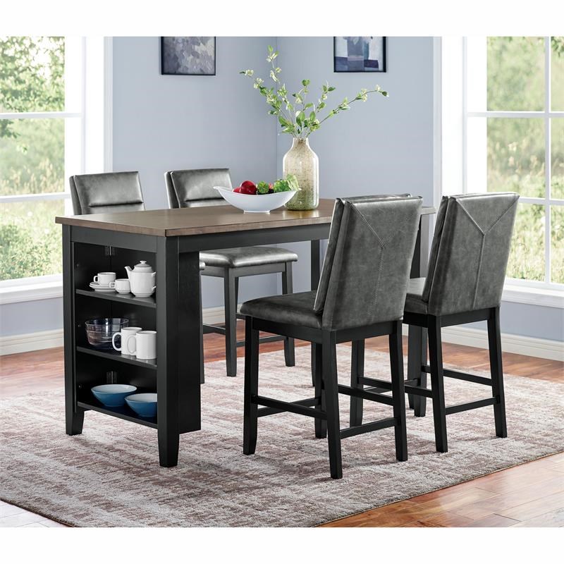 Furniture of America Embree Wood Counter Height Dining Chair in Gray (Set of 2)