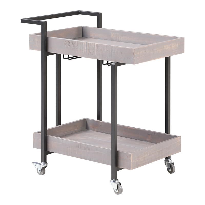 Furniture of America Lackomb Contemporary Wood Serving Cart in Antique Gray