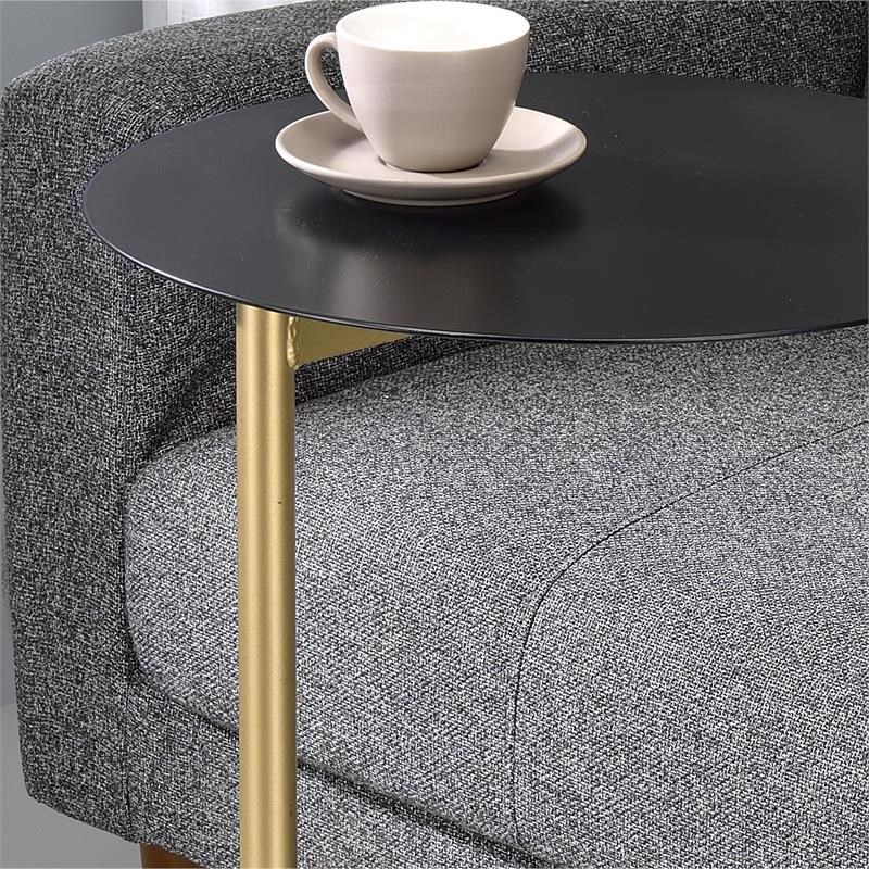 Furniture of America Aldovera Contemporary Metal C-Shaped Side Table in Black