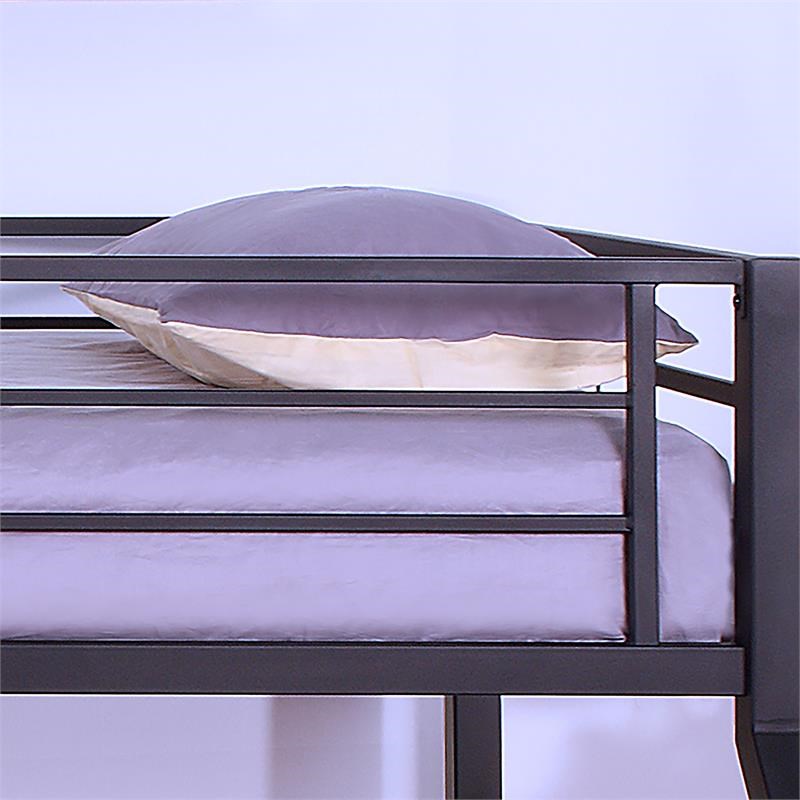 Furniture of America Dessa Metal Twin over Full Bunk Bed in Sand Black