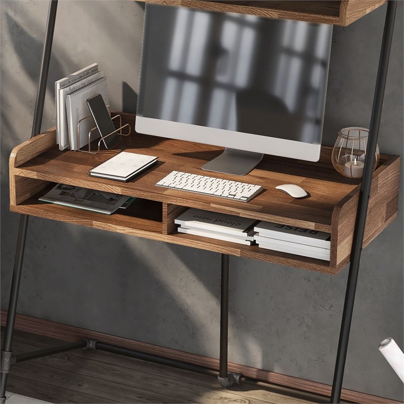 Furniture of America Karin Industrial Wood Storage Writing Desk in Oak