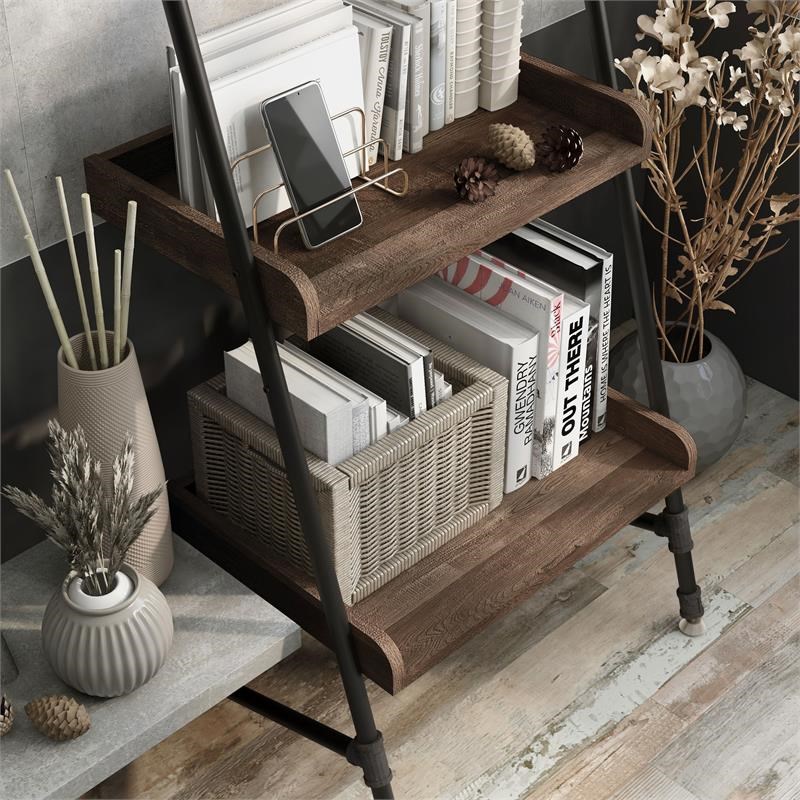 Furniture of America Karin Wood 2-Piece Desk and Bookcase Set in Reclaimed Oak
