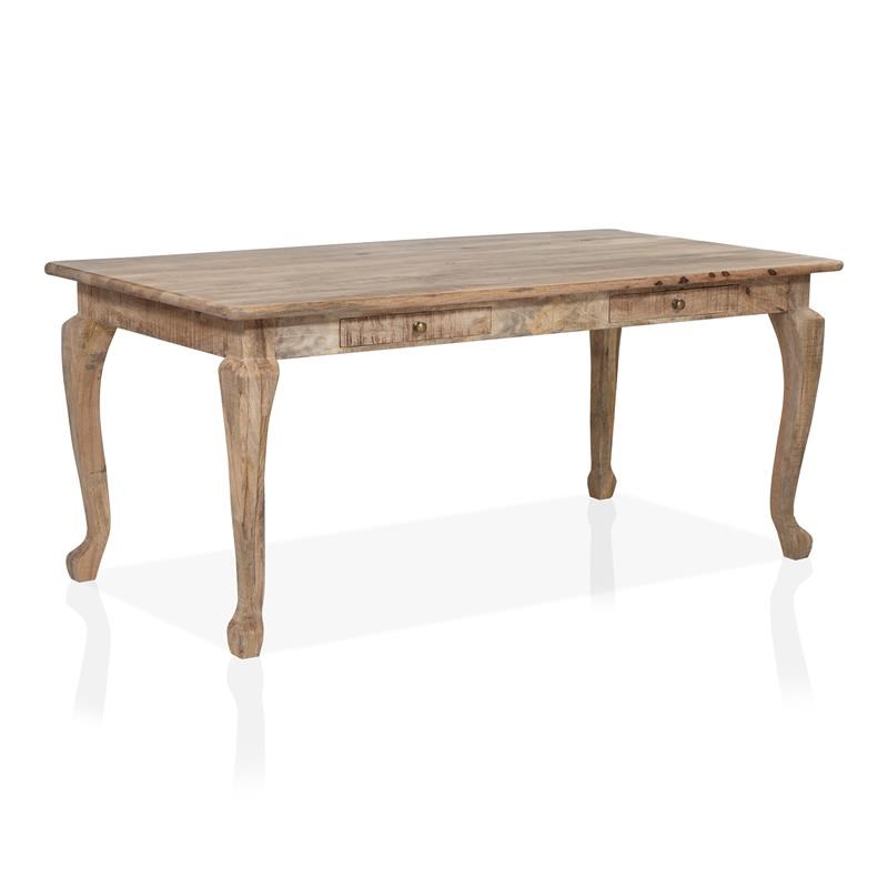 Furniture of America Druze Solid Wood 4-Drawer Medium Dining Table in Natural