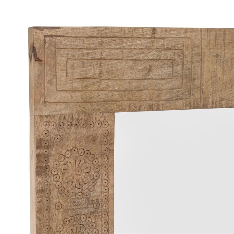 Furniture of America Druze Rustic Solid Wood Decorative Mirror in Natural Tone