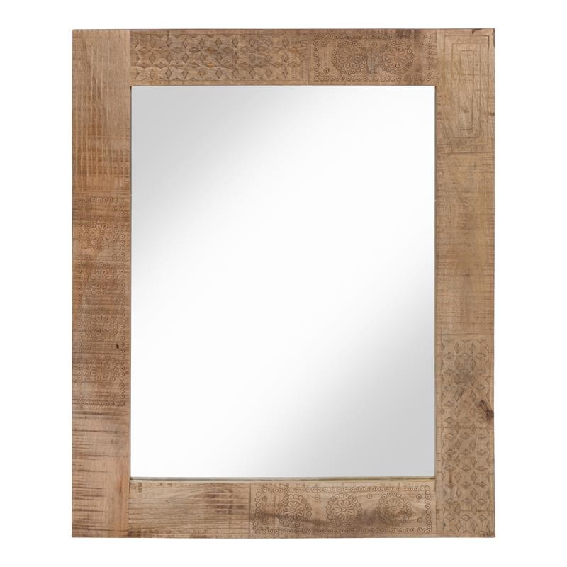 Furniture of America Druze Rustic Solid Wood Decorative Mirror in Natural Tone