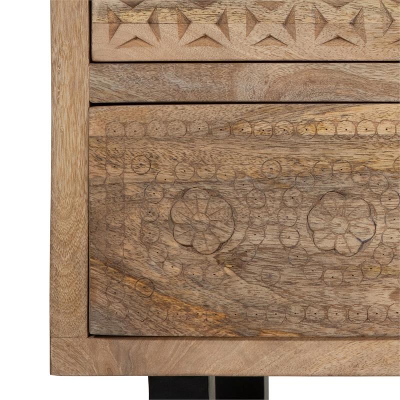 Furniture of America Druze Rustic Wood 2-Drawer Nightstand in Natural