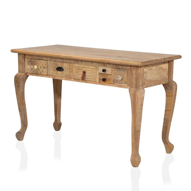 Furniture of America Druze Rustic Wood 6-Drawer Writing Desk in Natural Tone