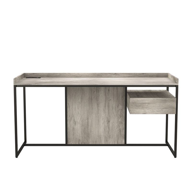 Furniture of America Trela Wood Writing Desk with USB Plug in Light Gray