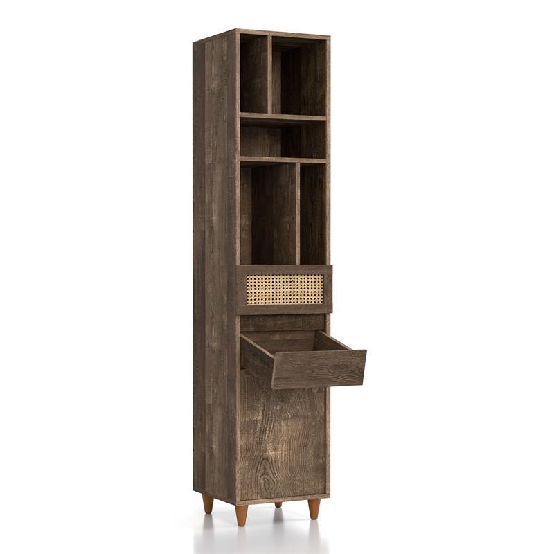 Furniture of America Estel Rustic Wood Multi-Storage TV Tower in Reclaimed Oak