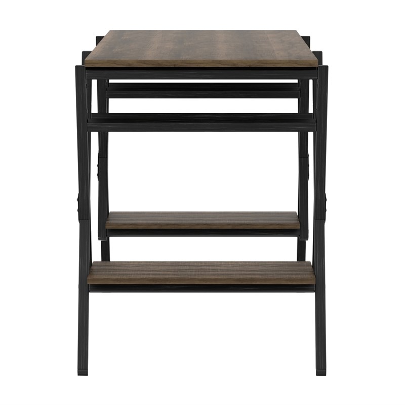 Furniture of America Carti Rustic Wood 2-Shelf Writing Desk in Oak and Gun Metal