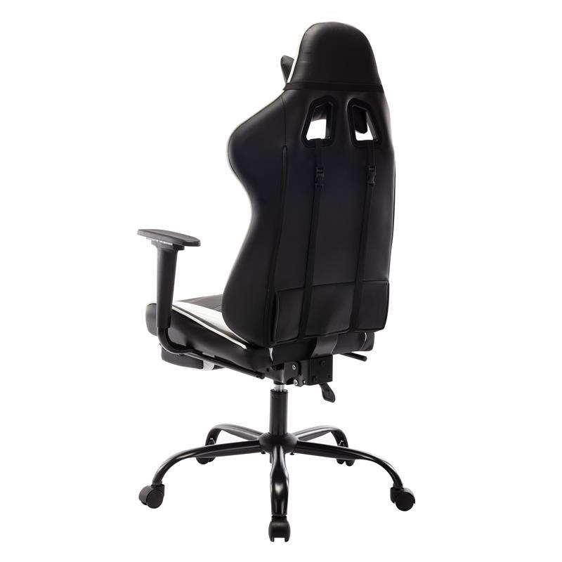 Furniture of America Lilo Modern Faux Leather Adjustable Gaming Chair in White