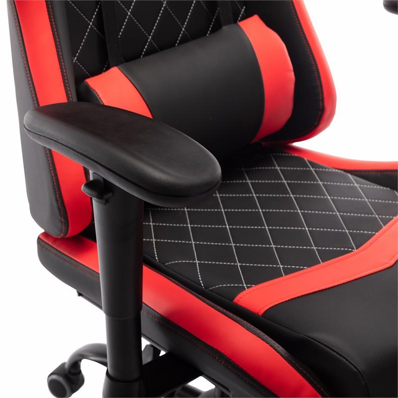 Furniture of America Nosse Faux Leather Swivel Gaming Chair in Red and Black