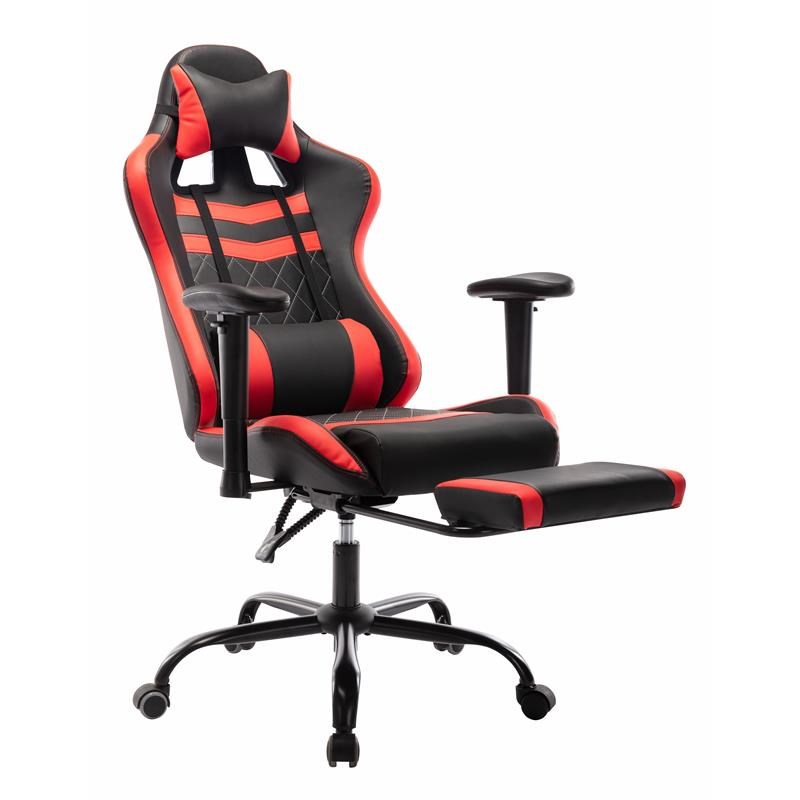 Furniture of America Nosse Faux Leather Swivel Gaming Chair in Red and Black