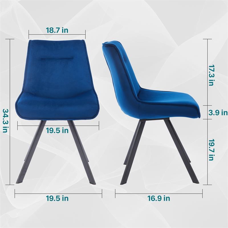 Furniture of America Argos Armless Fabric Side Chairs in Blue (Set of 2)